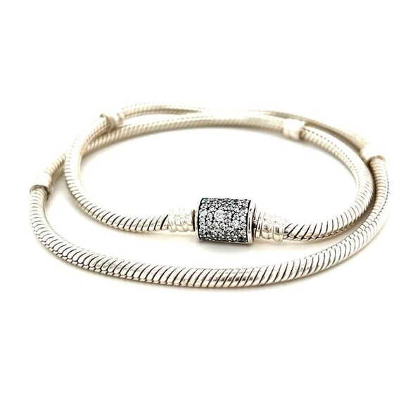 Pandora Pave Cz Barrel Clasp Bracelet/Necklace - Picture 1 of 7